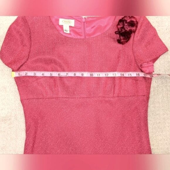 TALBOTS Vintage Dress Fitted Short sleeve Raspberry Pink 10P - Picture 8 of 10